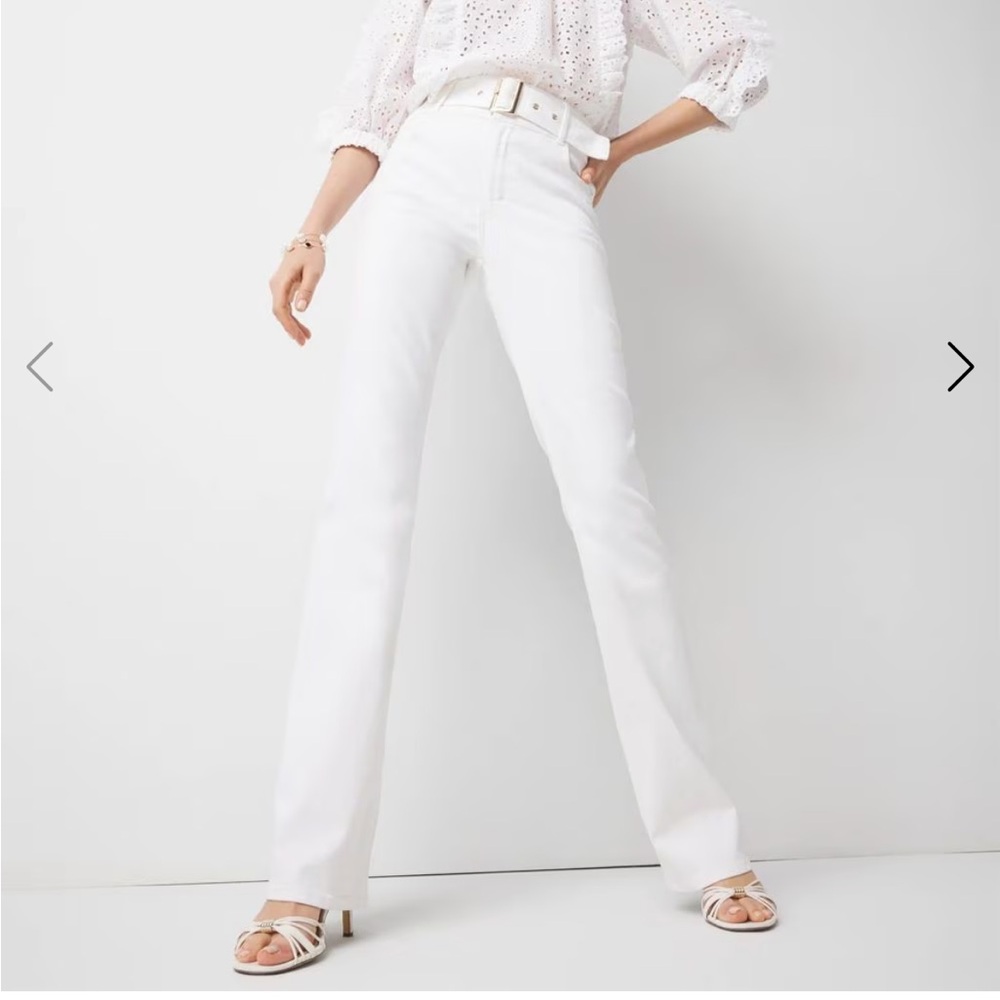 White House Black Market Sculpt High Rise Skinny Flare White Jeans size 4